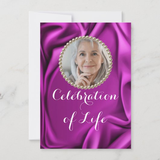 Velvet Lila Silky Foto Feier des Lebens Einladung (Rückseite)
