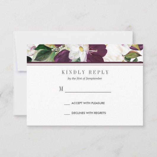 Velvet Magnolia Floral Wedding RSVP - Option (Vorderseite)