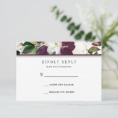 Velvet Magnolia Floral Wedding RSVP - Option (Stehend Vorderseite)