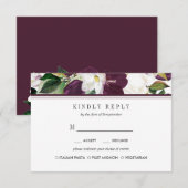 Velvet Magnolia Floral Wedding RSVP - Option Karte (Vorne/Hinten)