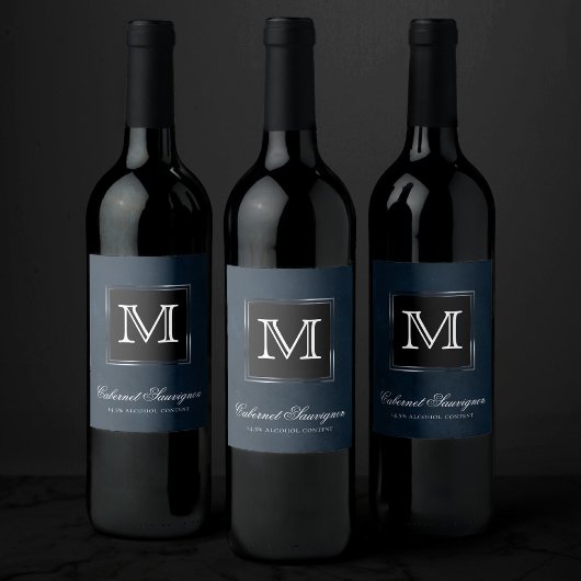 Velvet Navy Grunge | Deep Sapphire Blue Custom Weinetikett