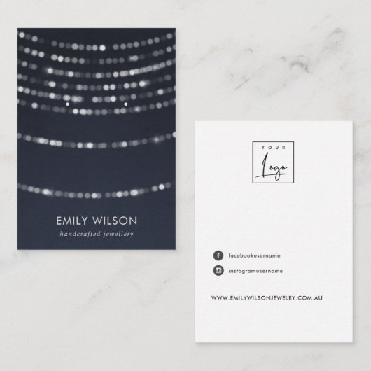 VELVET NAVY STUDLICHKEITEN STUD EARRING DISPLAY VISITENKARTE (Vorne/Hinten)