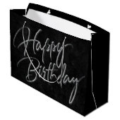 Velvet Onyx Grunge | Vampy Black Happy Birthday Große Geschenktüte (Rückseite Schrägansicht)