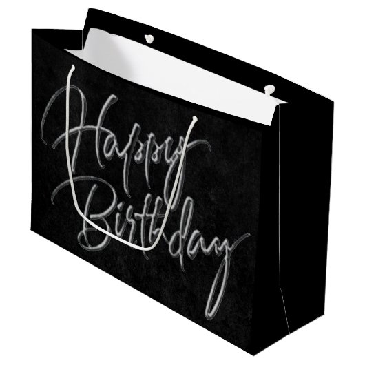 Velvet Onyx Grunge | Vampy Black Happy Birthday Große Geschenktüte (Vorderseite Schrägansicht)