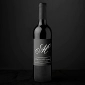 Velvet Onyx Grunge | Vampy Jet Black Custom Script Weinetikett