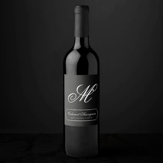 Velvet Onyx Grunge | Vampy Jet Black Custom Script Weinetikett