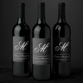 Velvet Onyx Grunge | Vampy Jet Black Custom Script Weinetikett