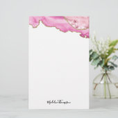 Velvet Pink Gold Agate Geode Script Typography Briefpapier (Stehend Vorderseite)