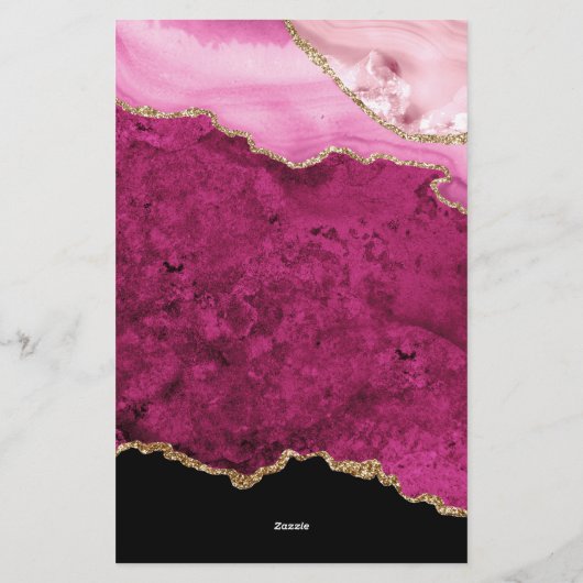 Velvet Pink Gold Agate Geode Script Typography Briefpapier (Rückseite)
