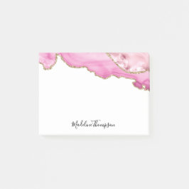 Velvet Pink Gold Agate Geode Script Typography Post-it Klebezettel