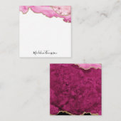 Velvet Pink Magenta Gold Agate Geode Script Square Mitteilungskarte (Vorne/Hinten)