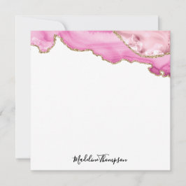 Velvet Pink Magenta Gold Agate Geode Script Square Mitteilungskarte