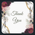 Velvet Plum Garden Floral Greenery Wedding  Quadratischer Aufkleber<br><div class="desc">Matching items available.</div>