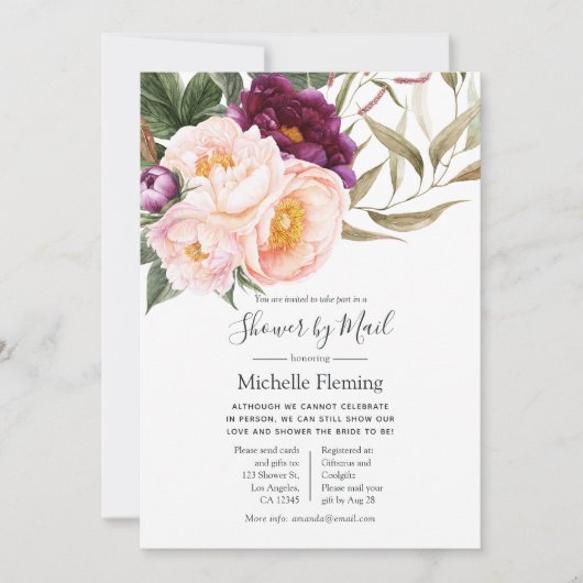 Velvet Plum & Peach Baby oder Brautparty per Post Einladung (Vorderseite)