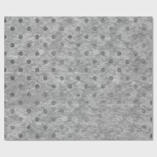 Velvet Polka Tiny Silver Dots Grau Geschenkpapier (Flach)