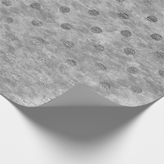 Velvet Polka Tiny Silver Dots Grau Geschenkpapier (Ecke)