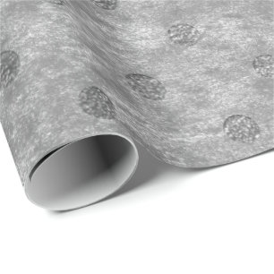 Velvet Polka Tiny Silver Dots Grau Geschenkpapier