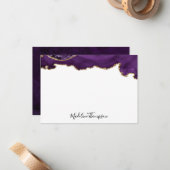 Velvet Puple Gold Agate Geode Script Typografie 2 Mitteilungskarte (Vorderseite/Rückseite Beispiel)
