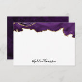 Velvet Puple Gold Agate Geode Script Typografie 2 Mitteilungskarte (Vorne/Hinten)