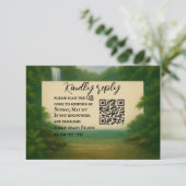 Velvet Rapids QR Code Wedding RSVP Card Karte (Stehend Vorderseite)