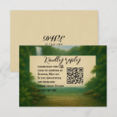 Velvet Rapids QR Code Wedding RSVP Card Karte (Vorne/Hinten)