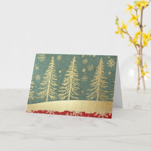 Velvet Red Border Gold Foil Weihnachtsbaum Karte (Gelbe Blume)