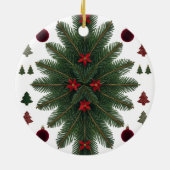 Velvet Red & Green Starburst Ceramic Ornament (Hinten)