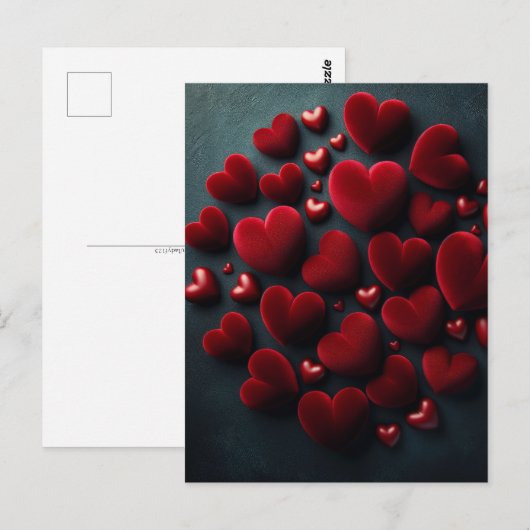 Velvet rote Herzen, Postkreuz Postkarte (Vorne/Hinten)
