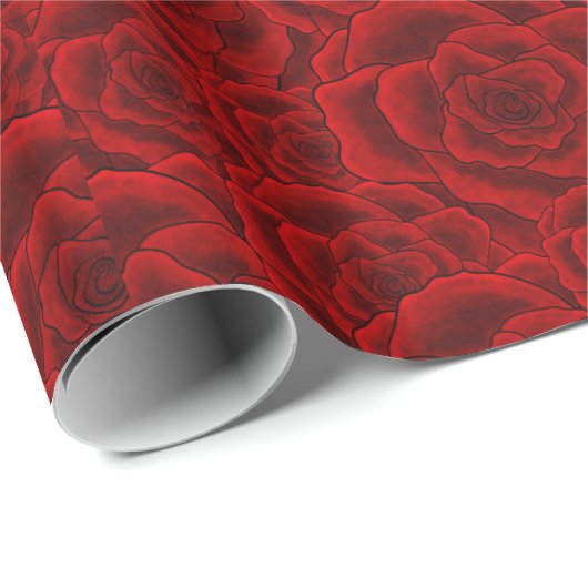 Velvet-rote Rosen Geschenkpapier (Rolleneckpunkt)