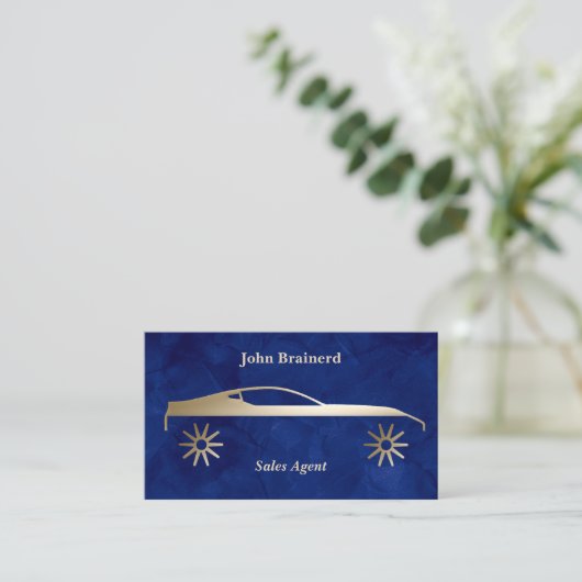 Velvet Royal Blue and Gold Auto Business Card Visitenkarte (Stehend Vorderseite)