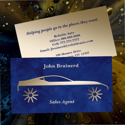Velvet Royal Blue and Gold Auto Business Card Visitenkarte
