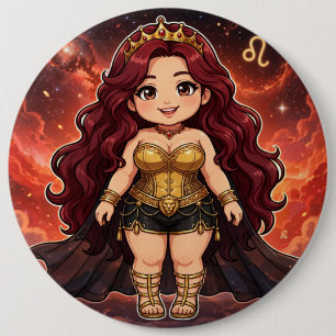 Velvet Universe Zodiac — Löwe Golden Flame Knopf Button