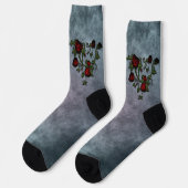 Velvet Whispers: Reben der gotischen Rose Socken (Linkes Detail)