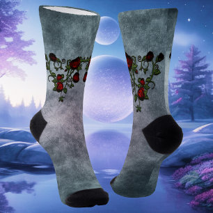 Velvet Whispers: Reben der gotischen Rose Socken