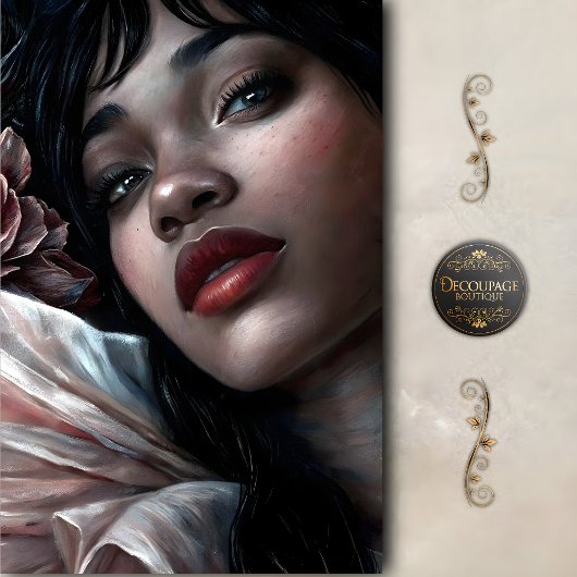 Velvet Woman With Crimson Lips decoupage Seidenpapier