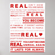 Velveteen Rabbit Real Quote Poster (rot)
