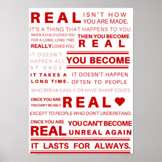 Velveteen Rabbit Real Quote Poster (rot)