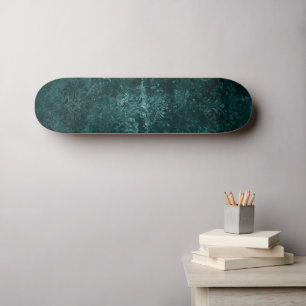 Velvety Aquamarin Damask Dunkelgrüne Grunge Flor Skateboard