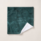 Velvety Aquamarin Damask | Dunkelgrüner Grunge Bar Badhandtuch Set (Waschlappen)