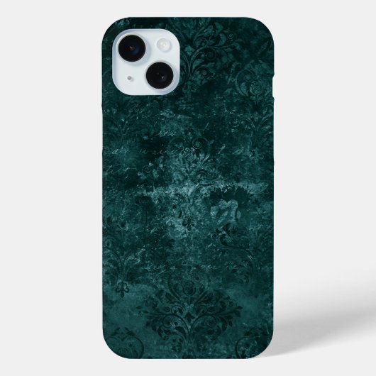 Velvety Aquamarin Damask | Dunkelgrüner Grunge Bar Case-Mate iPhone Hülle (Rückseite)