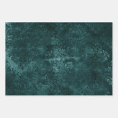Velvety Aquamarin Damask | Dunkelgrüner Grunge Bar Geschenkpapier Set (Vorderseite 2)