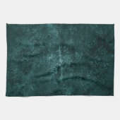 Velvety Aquamarin Damask | Dunkelgrüner Grunge Bar Geschirrtuch (Horizontal)