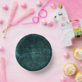 Velvety Aquamarin Damask | Dunkelgrüner Grunge Bar Pappteller (Party)