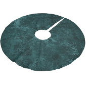 Velvety Aquamarin Damask | Dunkelgrüner Grunge Bar Polyester Weihnachtsbaumdecke (Schrägansicht)