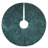 Velvety Aquamarin Damask | Dunkelgrüner Grunge Bar Polyester Weihnachtsbaumdecke (Vorderseite)