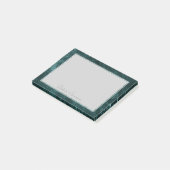 Velvety Aquamarin Damask | Dunkelgrüner Grunge Bar Post-it Klebezettel (angewinkelt)