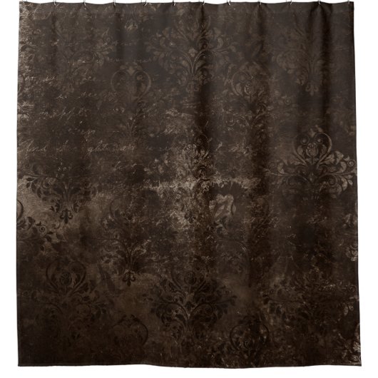 Velvety Bronze Damask | Brown Baroque Grunge Duschvorhang (Vorderseite)
