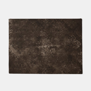 Velvety Bronze Damask   Brown Baroque Grunge Fußmatte