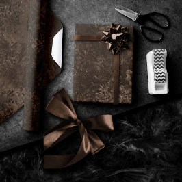 Velvety Bronze Damask | Brown Baroque Grunge Geschenkpapier