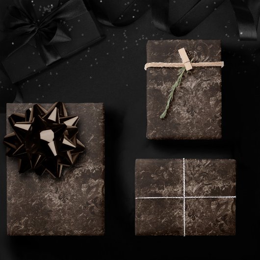 Velvety Bronze Damask | Brown Baroque Grunge Geschenkpapier Set
